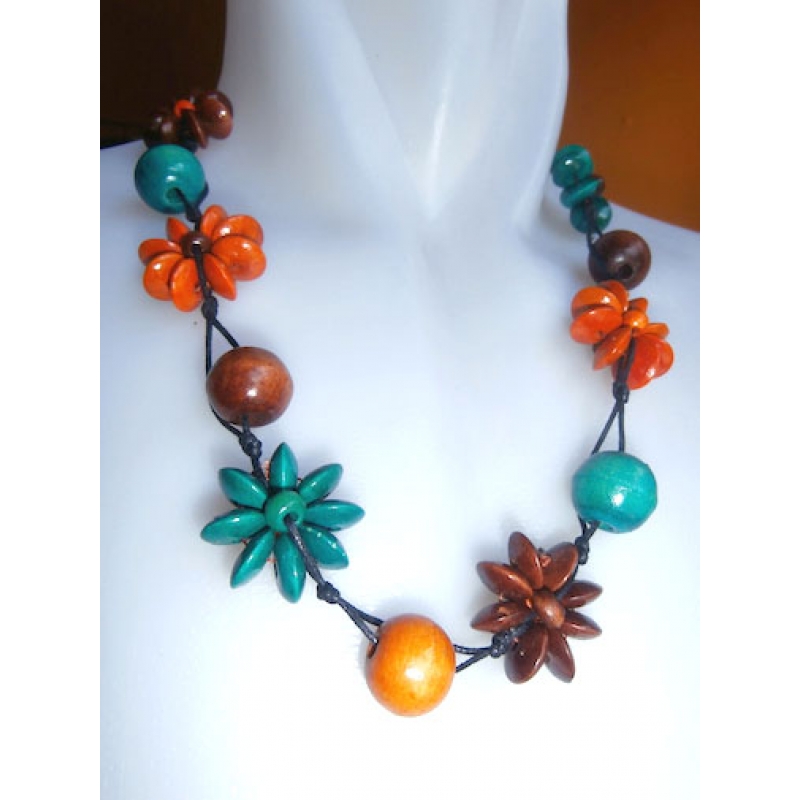 Wood Flower Necklace