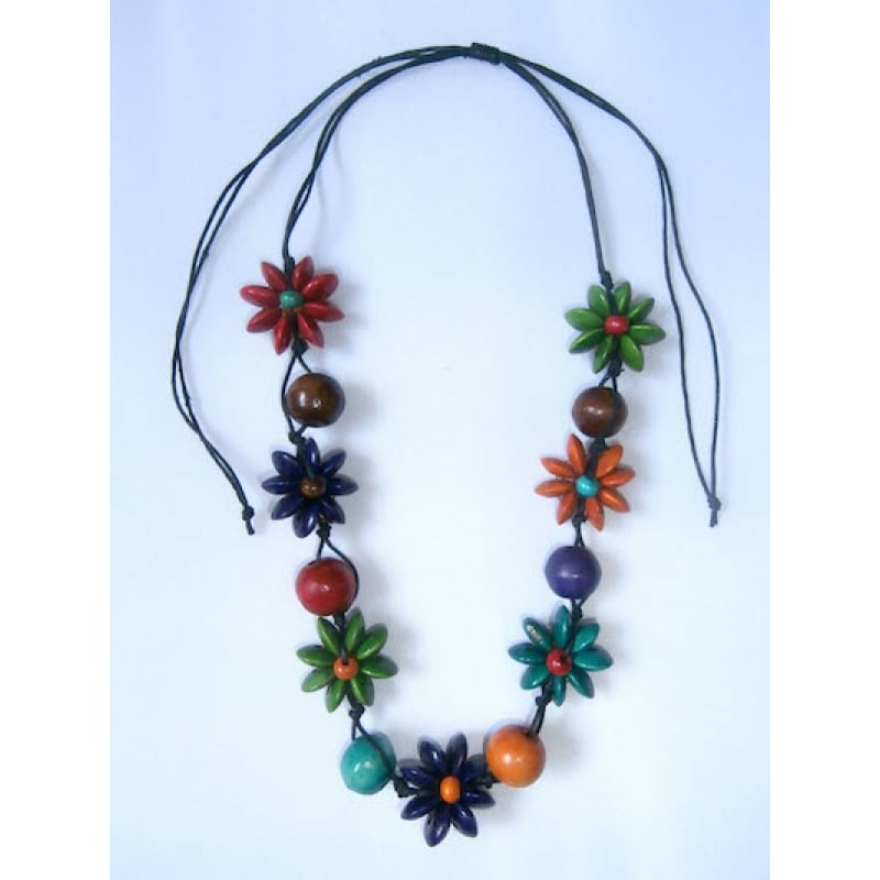 Wood Flower Necklace