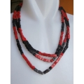 Beaded Wood Square Necklace