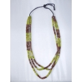 Beaded Wood Square Necklace