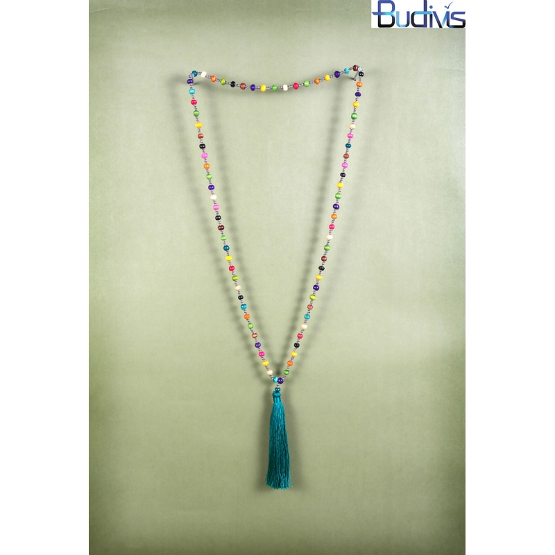 Tassel Necklace Wood Bead