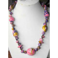 Beaded Wood Abstrack Necklace