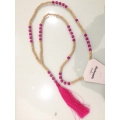 Long Beaded Tassel Necklace