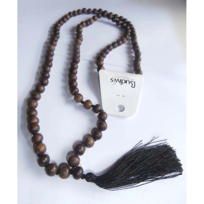 Beaded WoodTassel Necklace