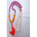 Beaded Long Tassel Necklace, Hand Knotted Tassel Necklaces, Bali Necklaces