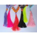 Beaded Long Tassel Necklace, Hand Knotted Tassel Necklaces, Bali Necklaces