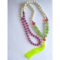 Beaded Long Tassel Necklace, Hand Knotted Tassel Necklaces, Bali Necklaces