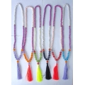 Beaded Long Tassel Necklace, Hand Knotted Tassel Necklaces, Bali Necklaces