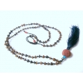 Beaded Stone Tassel Necklace