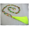 Beaded Tassel Necklace Crystal, Bali Long Necklace, Tassel Necklaces