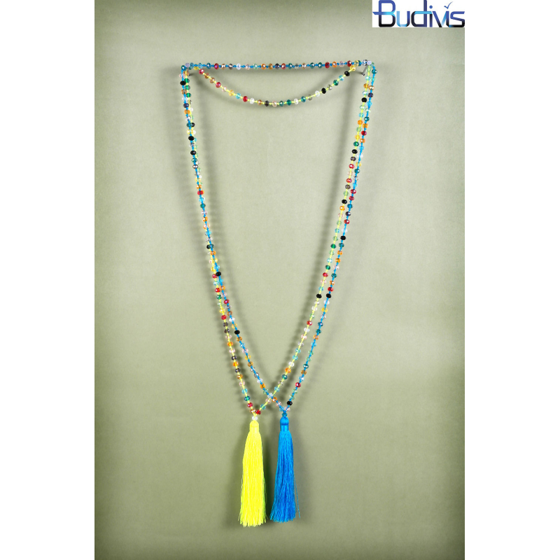 Beaded Tassel Necklace Crystal, Bali Long Necklace, Tassel Necklaces