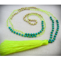 Beaded Tassel Necklace Crystal, Bali Long Necklace, Tassel Necklaces