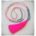 Beaded Tassel Necklace Crystal, Bali Long Necklace, Tassel Necklaces