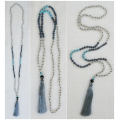 Beaded Tassel Necklace Crystal, Bali Long Necklace, Tassel Necklaces