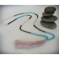 Beaded Tassel Necklace Crystal, Bali Long Necklace, Tassel Necklaces