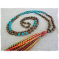 Beaded Tassel Necklace Stone, Bali Long Necklace, Tassel Necklaces