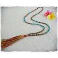 Beaded Tassel Necklace Stone, Bali Long Necklace, Tassel Necklaces