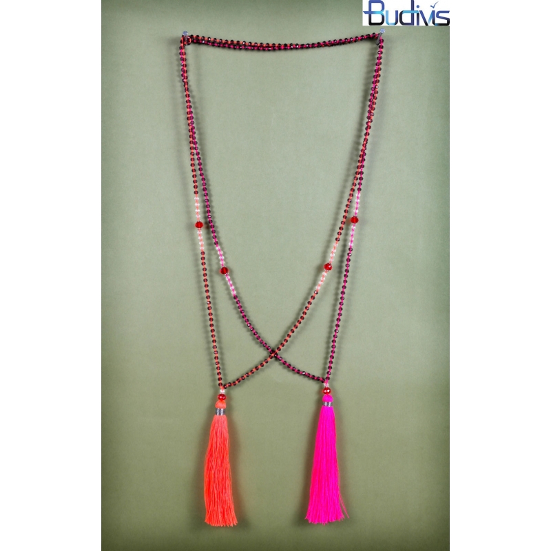 Beaded Tassel Necklace Crystal, Bali Long Necklace, Tassel Necklaces