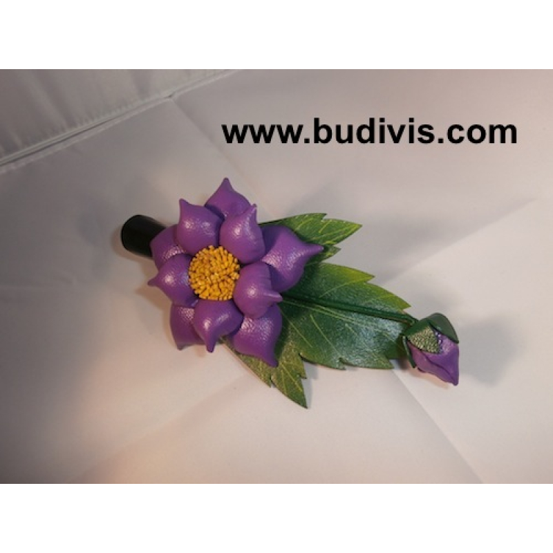 Hair Clip Leather Flower