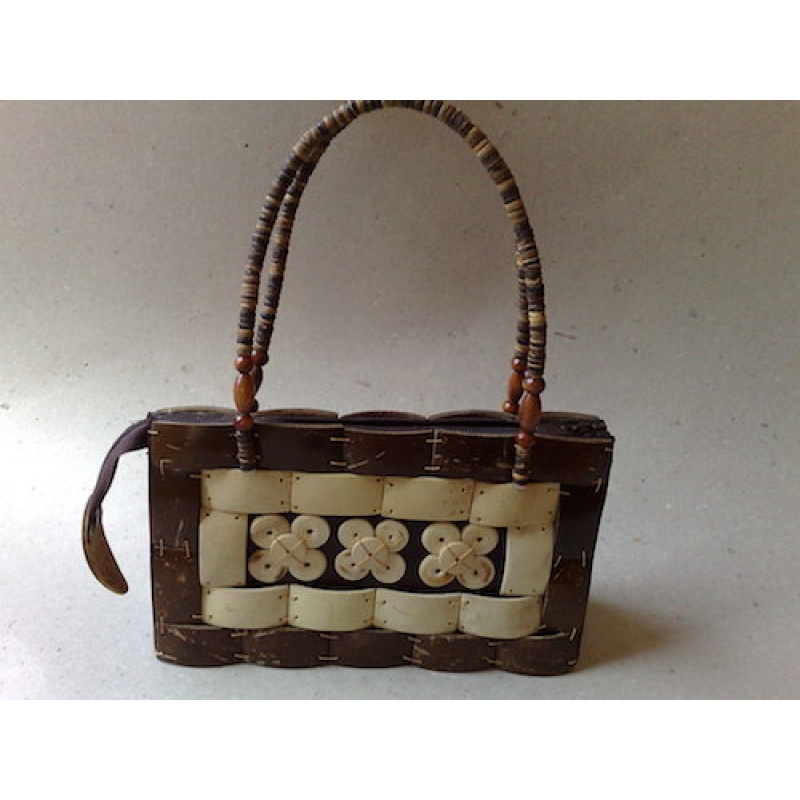 Coconut Handbag Beaded Handle, Coconut Souvenir Bags, Bali Handbag