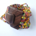 Beaded Bracelet Wood Buckle