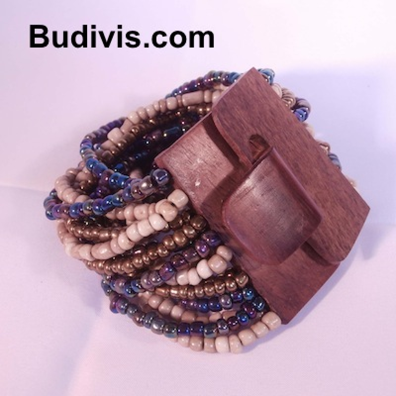 Beaded Bracelet Wood Buckle