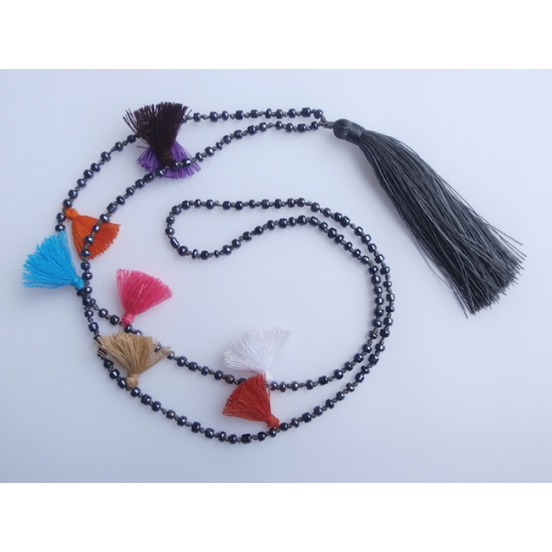 Multi-Beaded Tassel Necklace