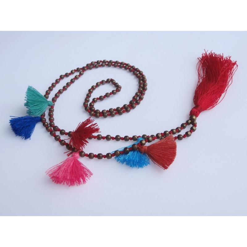 Multi-Beaded Tassel Necklace