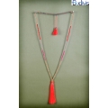 Beaded Tassel Necklace Crystal, Bali Long Necklace, Tassel Necklaces