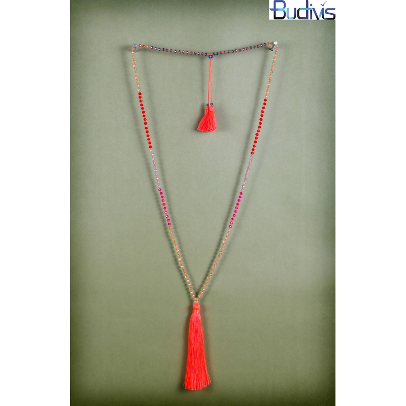 Beaded Tassel Necklace Crystal, Bali Long Necklace, Tassel Necklaces