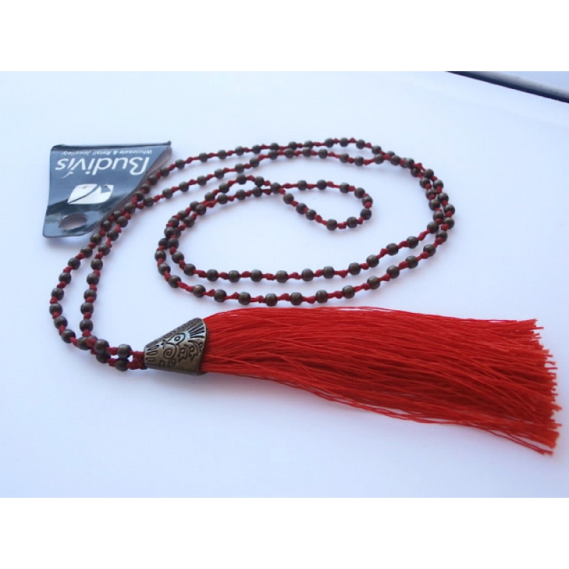 Beaded Long Tassel Necklace, Hand Knotted Tassel Necklaces, Bali Necklaces