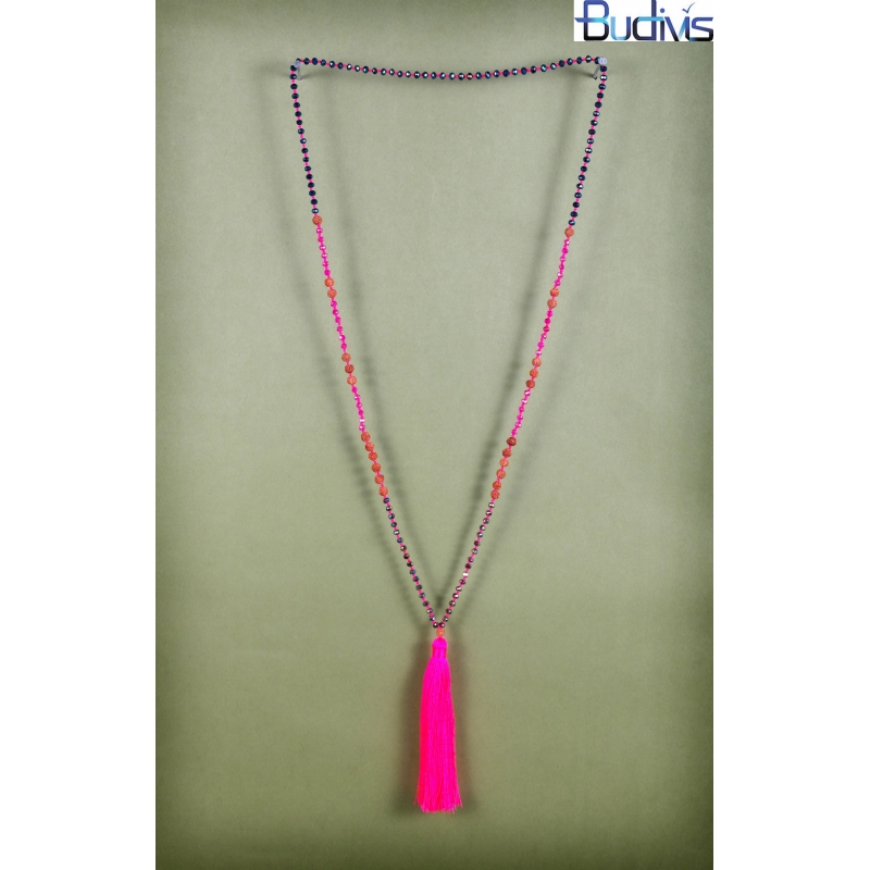 Long Tassel Necklace Crystal