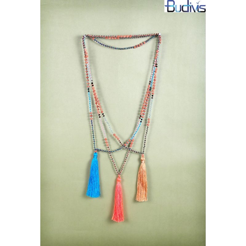 Long Tassel Necklace Crystal