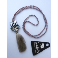 Long Crystal Tassel Necklace Owl