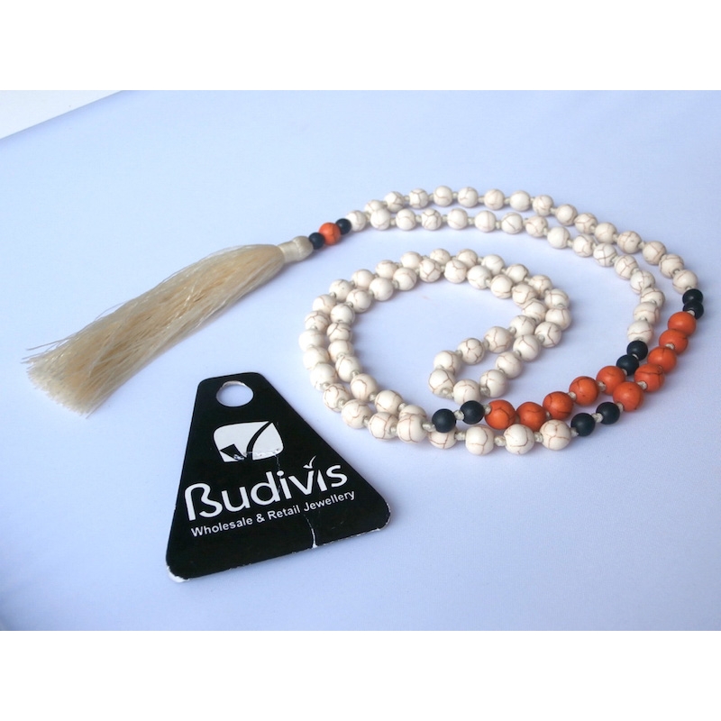 Beaded Tassel Necklace Stone