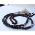 Beaded Tassel Necklace Wood