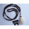 Beaded Tassel Necklace Wood