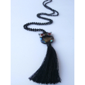 Long Crystal Tassel Necklace Owl