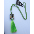 Long Crystal Tassel Necklace Owl