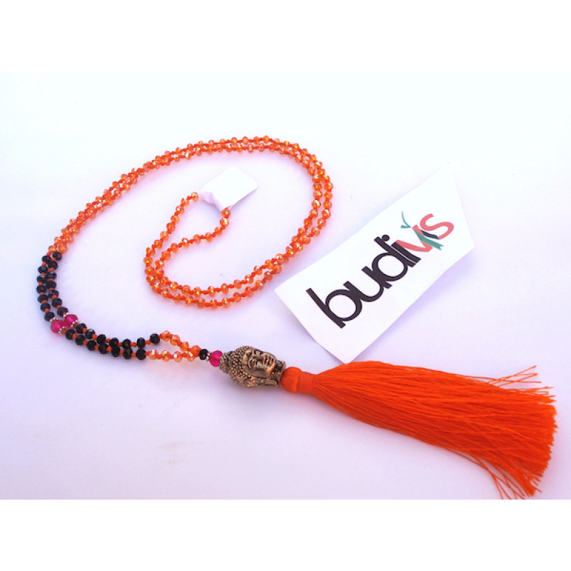 Long Crystal Tassel Necklace Buddha Statue