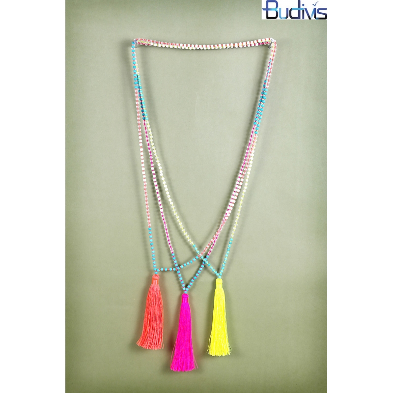 Long Tassel Necklace Crystal