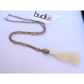 Long Crystal Tassel Necklace Buddha Statue