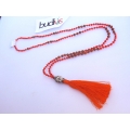 Long Crystal Tassel Necklace Buddha