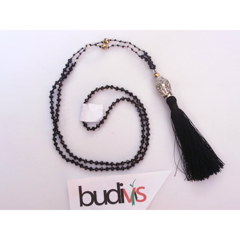 Long Crystal Tassel Necklace Buddha Statue