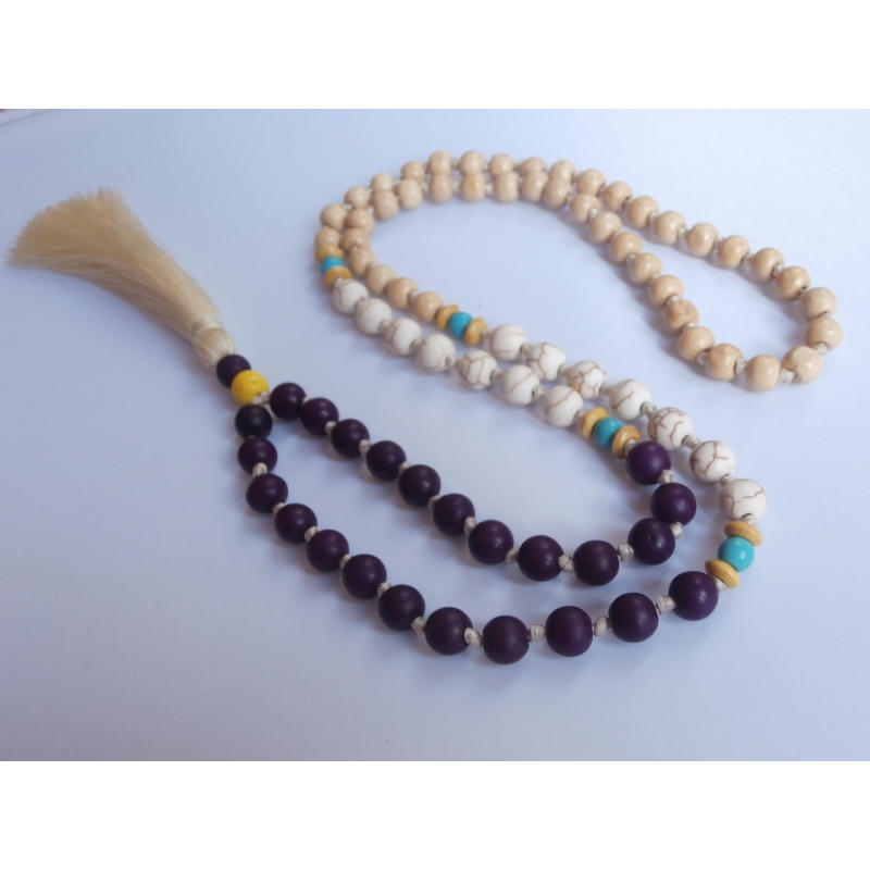 Beaded Long Tassel Necklace, Hand Knotted Tassel Necklaces, Bali Necklaces