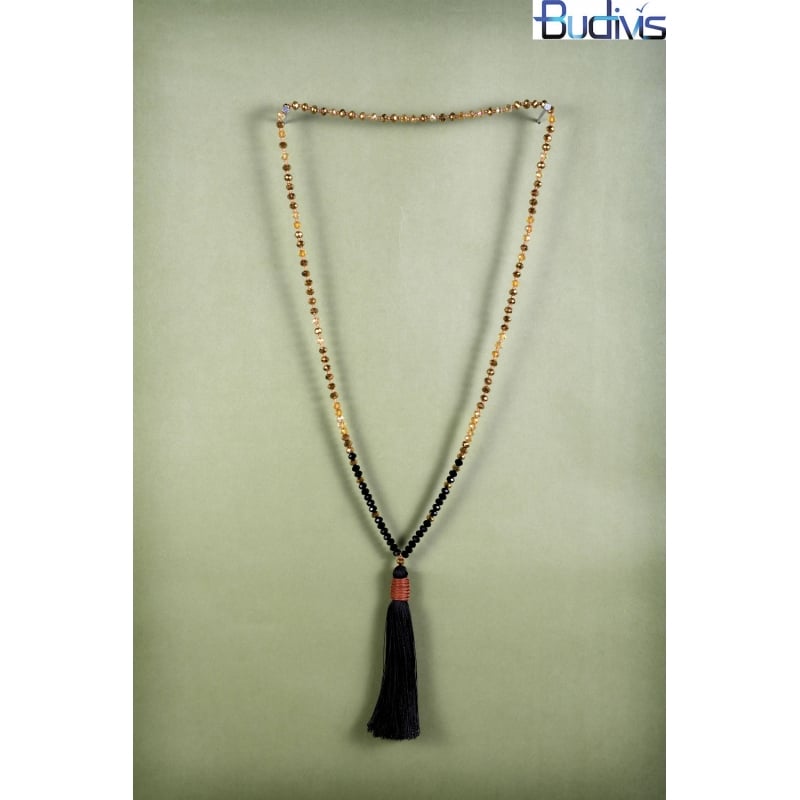 Long Antique Crystal Tassel Necklace