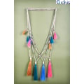 Long String Of Jewels And Stone Tassel Necklace