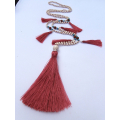 Long String Of Jewels And Stone Tassel Necklace