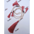 Long String Of Jewels And Stone Tassel Necklace