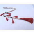 Long String Of Jewels And Stone Tassel Necklace